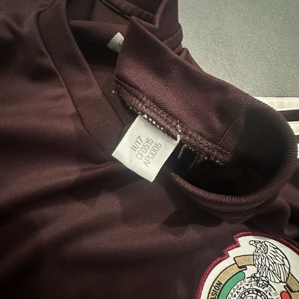 Adidas Mexico Soccer Jersey Shirt Mens 2XL Climalite 2017 Training Brown V Neck - Picture 6 of 9